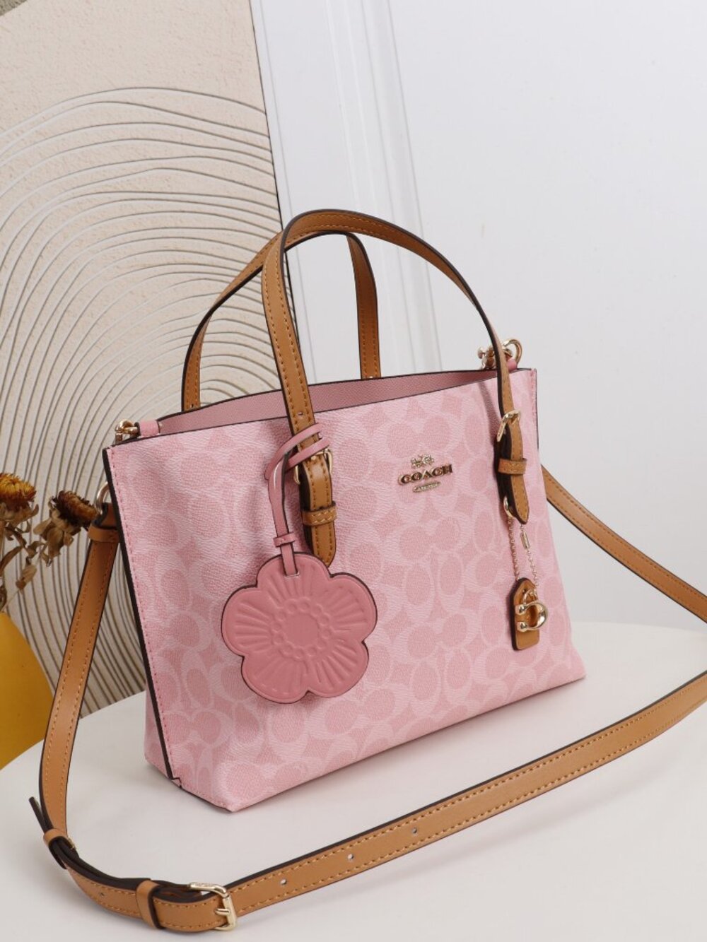 Coach Pink Monogram Tote - Picture 3 of 8
